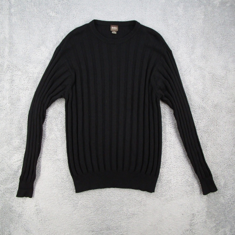 Neiman Marcus Exclusive Mens XXL Black Cashmere Ribbed Crewneck Sweater